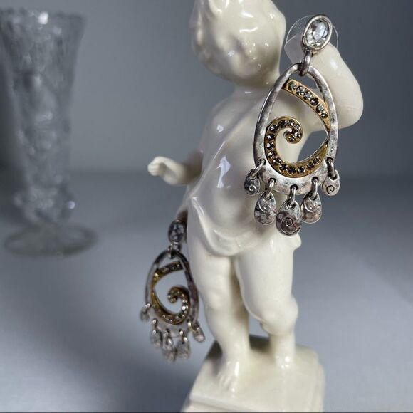 Dripping Glam gold silver and crystal earrings - Picture 6 of 9